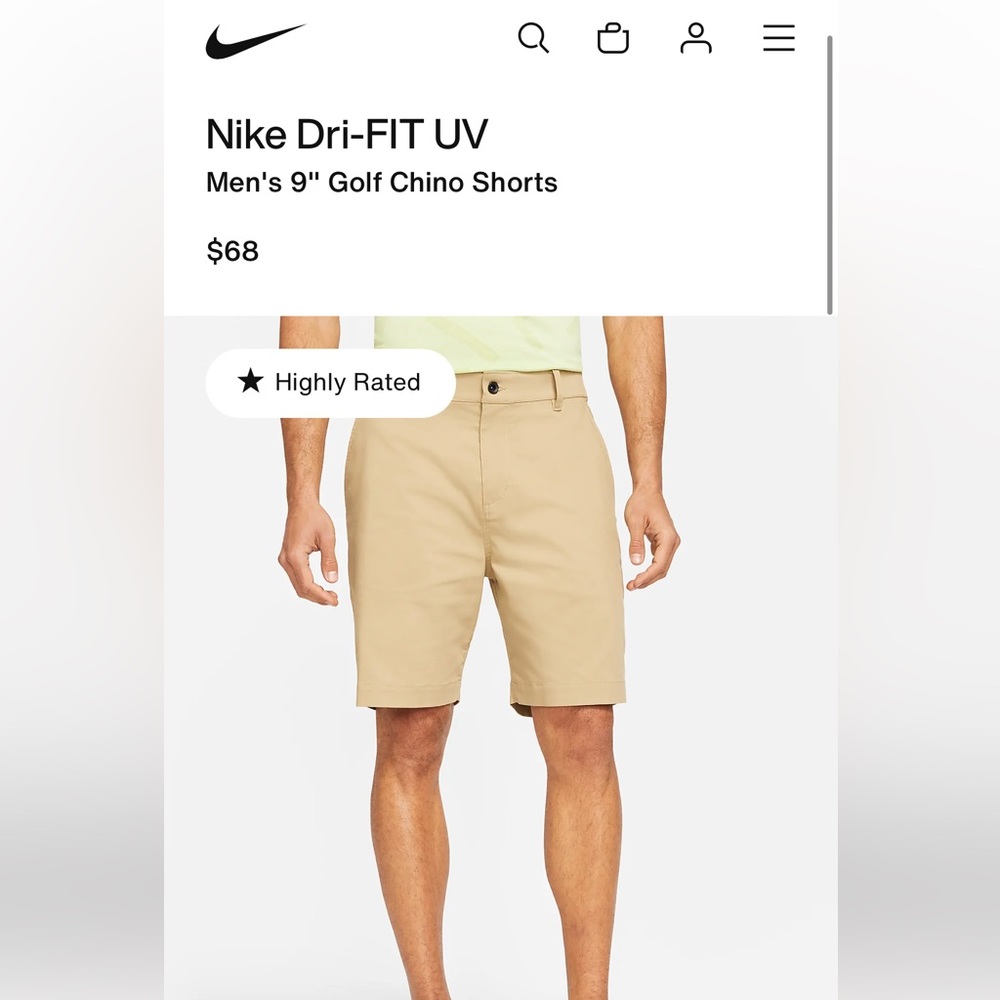 Nike Dri-FIT UV Men's 9" Golf Chino Shorts in Parachute Beige